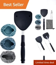 Pivoting Windshield Cleaning Tool with Extendable Aluminum Handle & Microfibe...