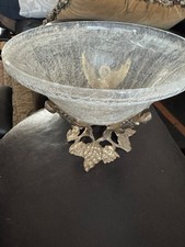 Art Deco Vintage Brass Angel Cherub Base With Crackle Glass Bowl