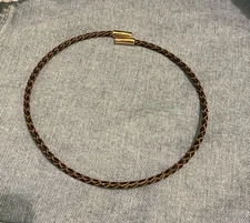 Barse Braided Leather Memory Collars- Espresso- Bronze- NWT