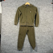 Polo Ralph Lauren Tracksuit Youth Boys Size Small 8 Green Hoodie Joggers Set