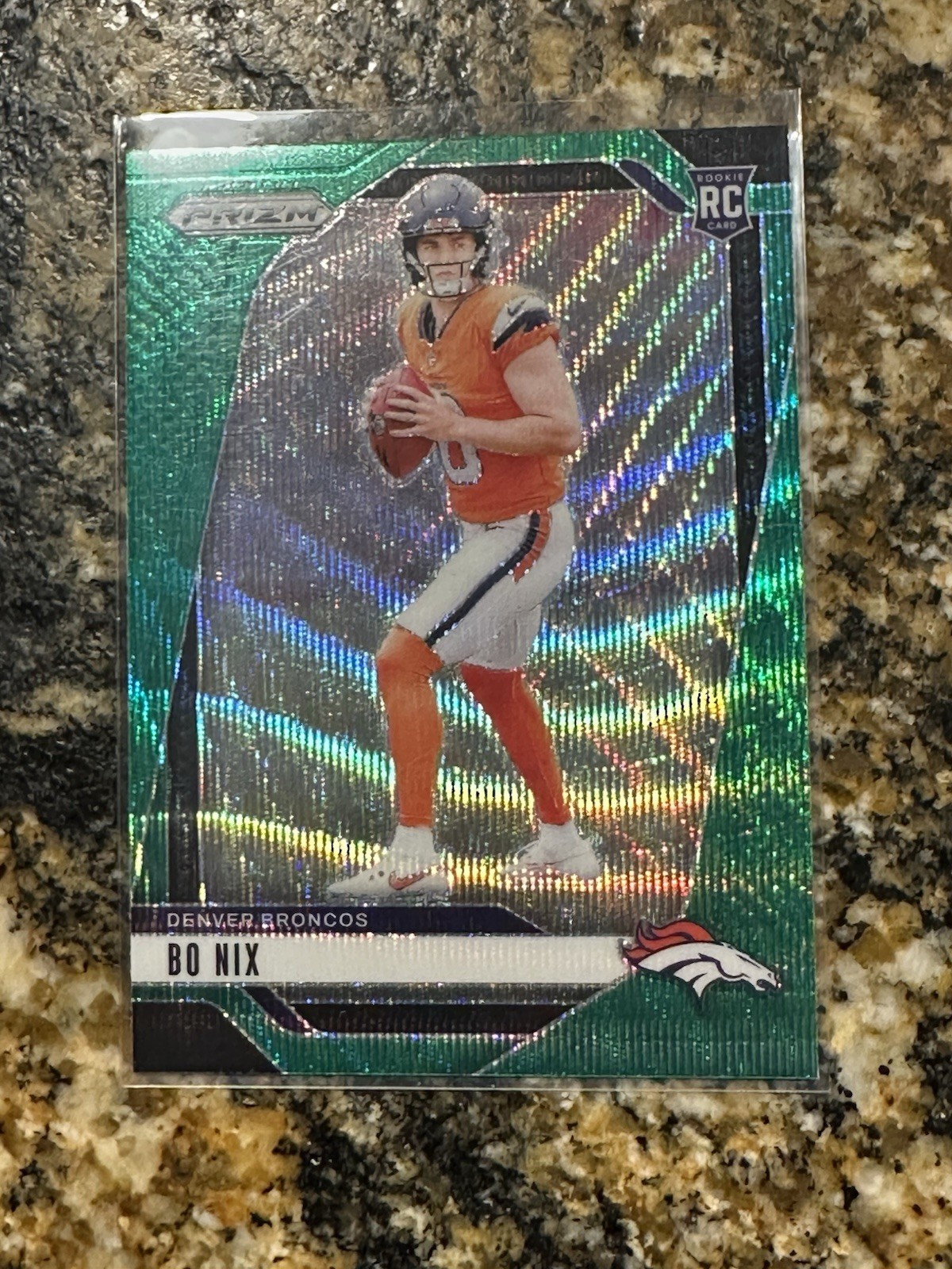 🔥 Bo Nix 2024 GREEN WAVE Panini Prizm Football Rookie Card RC #309 Broncos 🔥