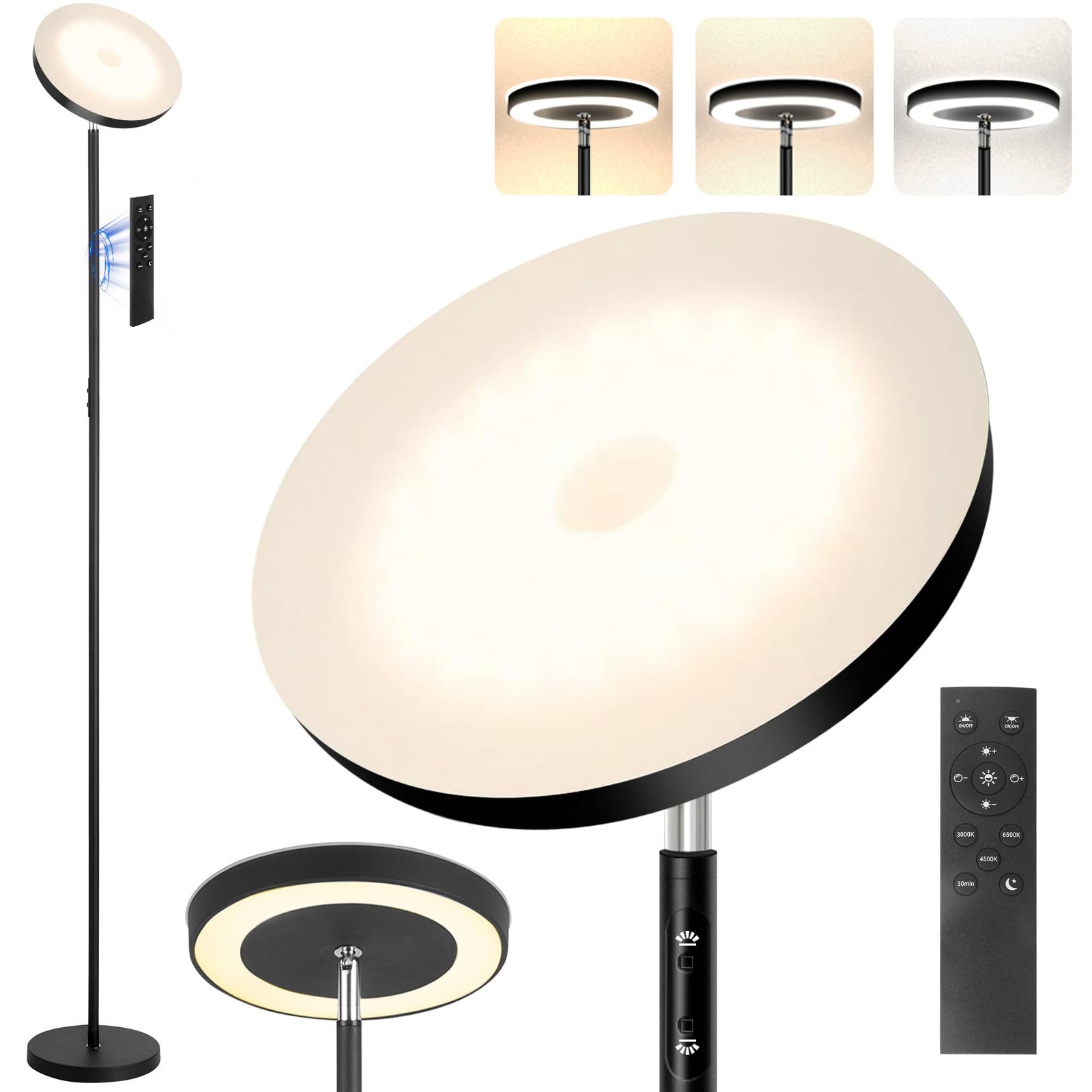 36W Super Bright LED Floor Lamp 3000LM Modern Standing Light 3 Color Temperatures-image