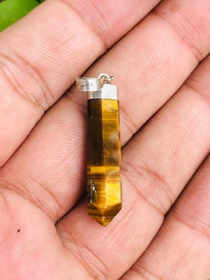 Toller Natur Edelstein Tigerauge Anhänger 925 Sterling Silber Pendant