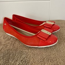 Anne Klein Red Patent Leather Bow Ballet Flats