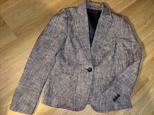 Trina Turk Women s Lined Blazer Size 8 Tweed Chambray Weave Blue White