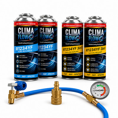 Clima Flow 3in1 R1234yf Ersatzgas Klimaanlage Nachfüllgas Klima Schlauch Adapter
