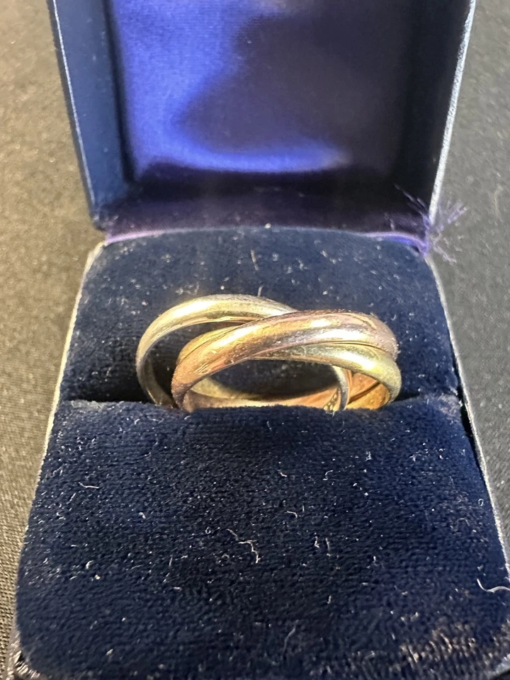 Banda de anillo enrollable vintage Tiffany de oro triple de 14 quilates, talla 9 Foto 4 de 4