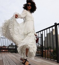 Zimmermann Zippy Dress Size 1/AU 10/ US 6 Sheer Polka Dot Ruffles Chic Boho