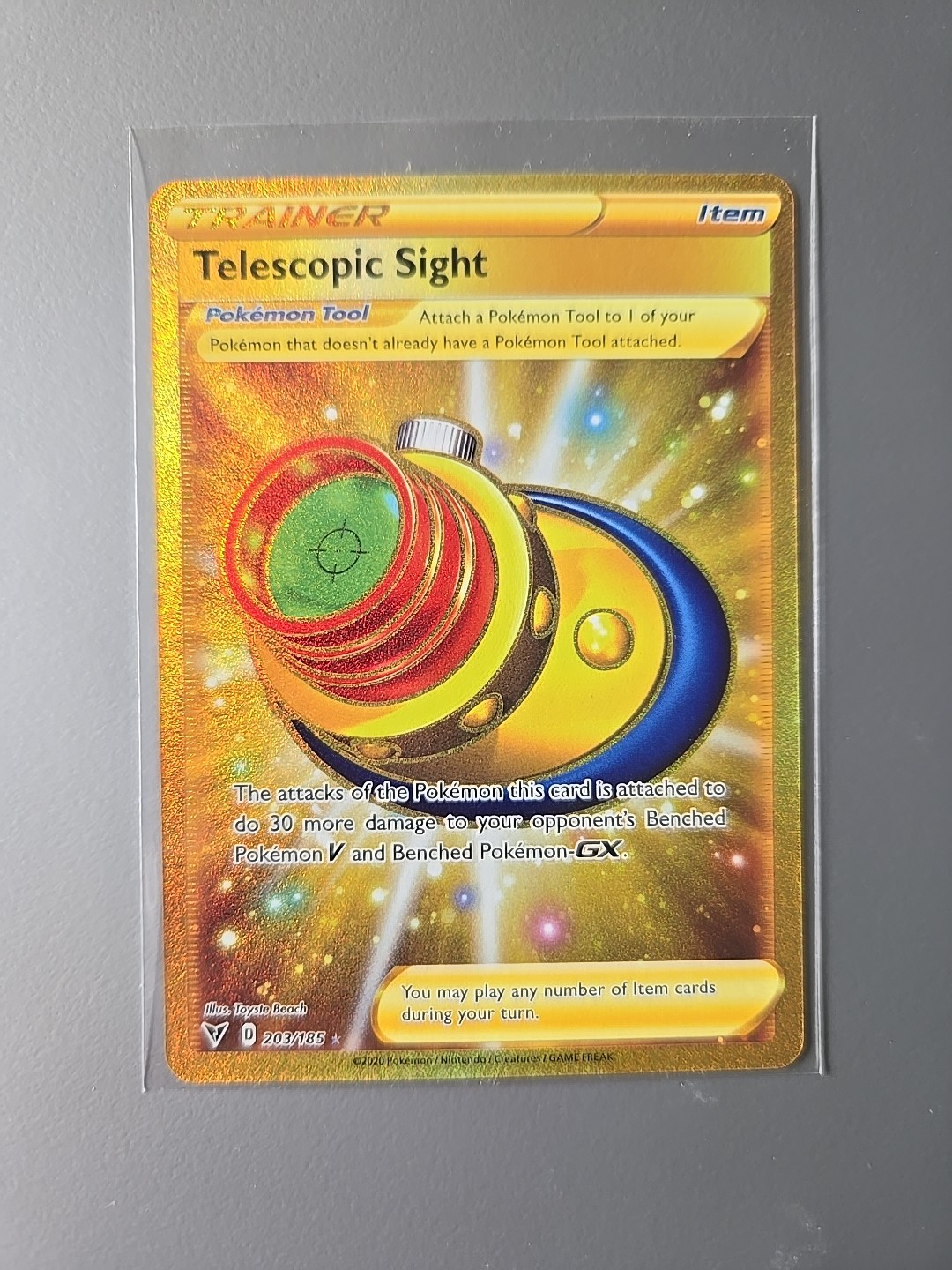 Secret Gold Rare Telescopic Sight  203/185 - Vivid Voltage NM POKÉMON 
