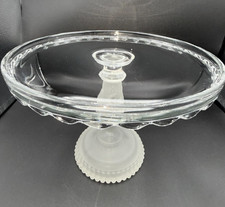 Hobbs Brockunier TREE OF LIFE Cake Stand FROSTED HAND Antique EAPG Pedestal 8"