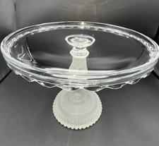 Hobbs Brockunier TREE OF LIFE Cake Stand FROSTED HAND Antique EAPG Pedestal 8"
