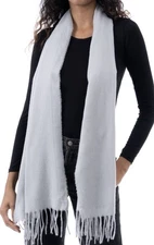Style & Co Women's Solid Fringe-Trim Scarf, Grey, One size