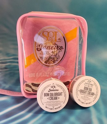 2 Sol de Janeiro Bom Dia Bright Cream Cheirosa 40, 0.84oz/25ml Each Travel Case 