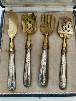 ANCIEN SERVICE A DESSERT, COUVERT MIGNARDISE EN ARGENT DANS COFFRET/8079M15 - Photo 1/4