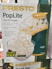 Presto Poplite Hot Air Popcorn Popper, 18 Cups, Yellow, Built in Cord Wrap, New