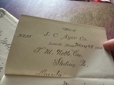 1880 J.C. Ayer Co Lowell MA Letter & Cover Patent Medicine Advertising Ephemera