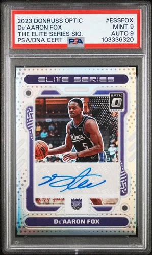 2023-24 OPTIC DE’AARON FOX ELITE SERIES AUTO #’d/49 (PSA 9 / AUTO 9)