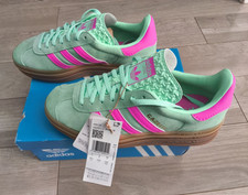 adidas Gazelle Bold Women’s Suede Trainers Green/Pink Gum Sole UK 5 EU 38