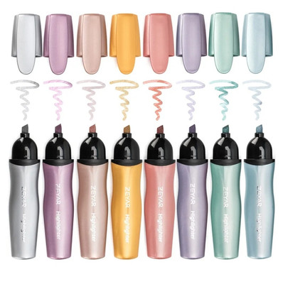 Aesthetic Highlighter Pen, Mystic Gems Colors, Chisel Tip Marker Pen, Metallics