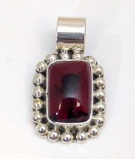 .925 Sterling Silver W/ Red Agate Pendant, 3/4'' Wide X 1-7/8''Long