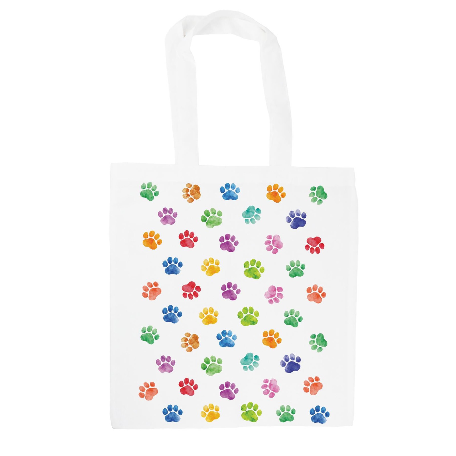 Rainbow Paw Prints Tote Bag - Reusable Shopping Bag Gifts for Dog Lovers