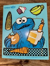 Vintage 1973 Cookie Monster wooden puzzle Sesame Street Playskool