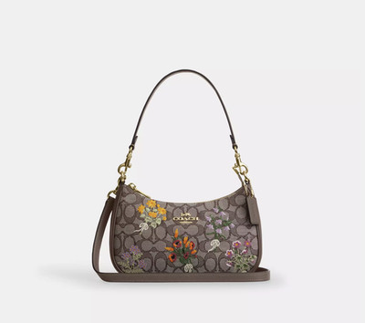 COACH Terri Shoulder Bag Signature Jacquard Floral Embroidery