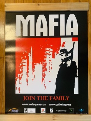Rare OOP Original MAFIA PlayStation 2 XBox Video Game Promotional Poster 22''x28''