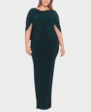 Betsy  Adam Plus Size Ruched Gown - Forest - 16W