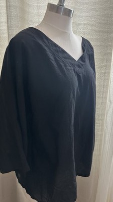 Women's MISSLOOK Plus Size 3XL Black V Neck 3/4 Sleeve Basic Blouse