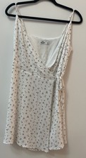 Vintage Hollister White Shabby Chic Ditsy Floral Mini Wrap Dress Women’s Medium