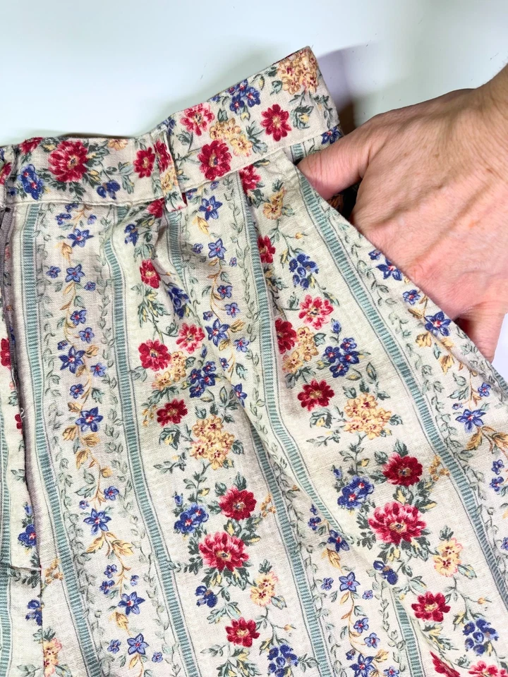 Pantalones Cortos Vintage Talbots Talla 8 27" Cintura Mezcla Lino Plisado-Frente Foto 4 de 4