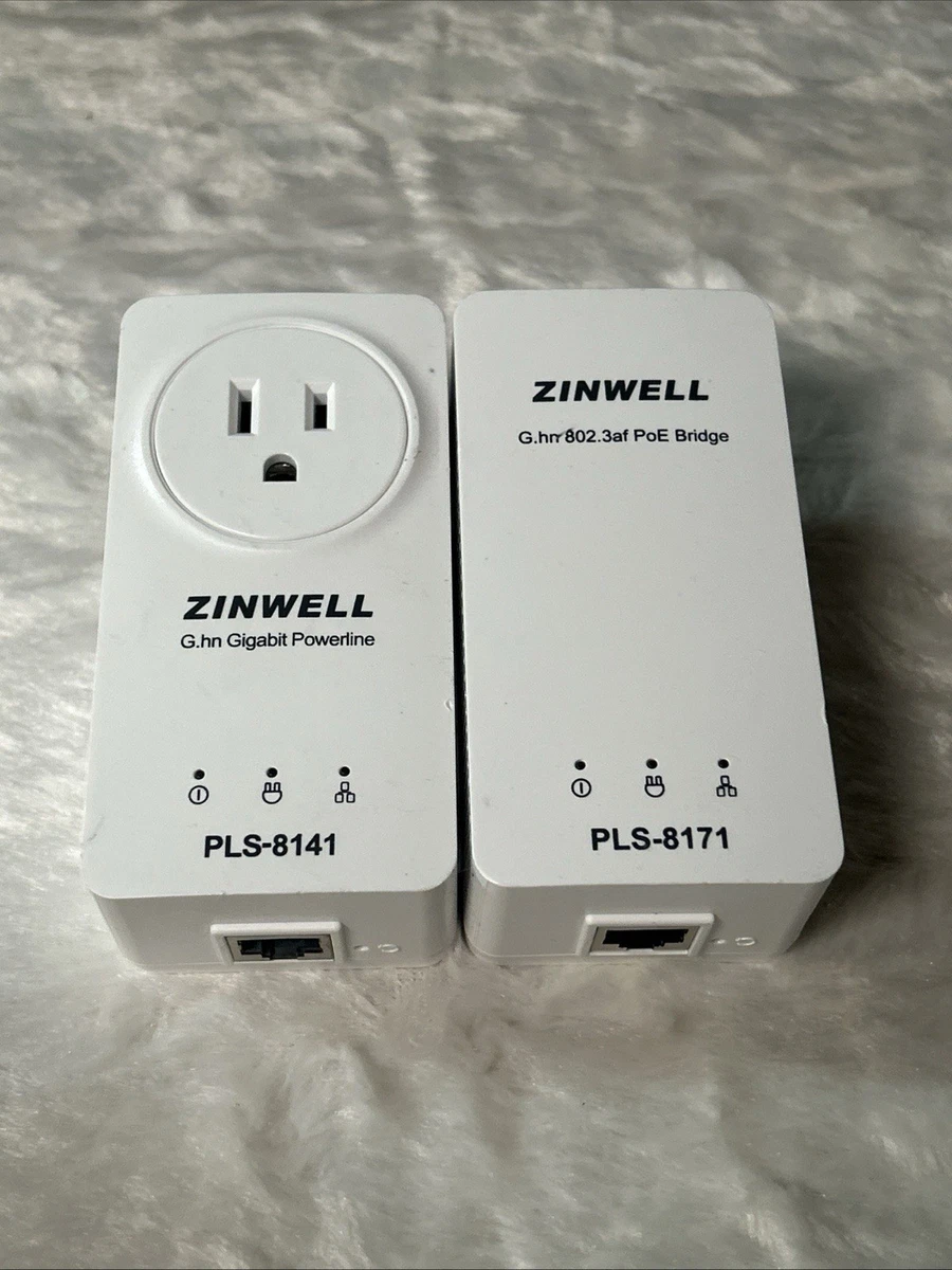 Adaptador de línea eléctrica puente PoE Zinwell G.hn PLS-8171 y par PLS-8141