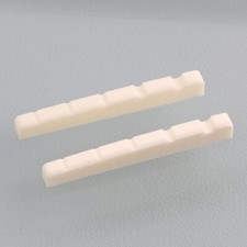 2PCS Slotted Flat Bottom Bleached Bone Nut for 5-String Electric Bass 45mm