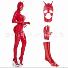 Hot Womens Bodysuit PVC Patent Leather Full Body Catsuit Latex Jumpsuit Clubwear