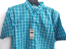 Wrangler Riata Short Sleeve Plaid Shirt, 112359943, Light Weight, Teal
