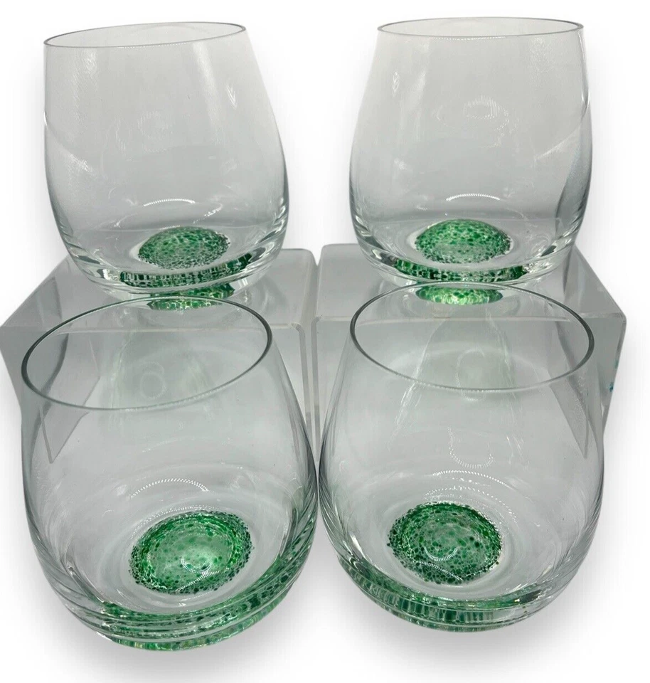 Vidrio soplado artesanal GREEN FRIT 4 copas de vino sin tallo/Roly Poly alta calidad Foto 2 de 4