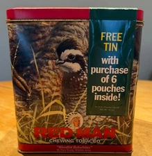 Red Man Chewing Tobacco Empty Tin 6 x 6 x 6 3/4