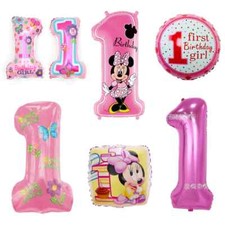 1st Happy Birthday Girl Foil Balloon 1 First Birthday Balloons Girls 1 Year