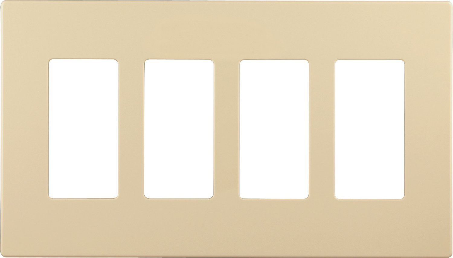 Cooper Wiring Devices PJS264V Decorator Screwless Wallplate, 4-Gang Color Ivory