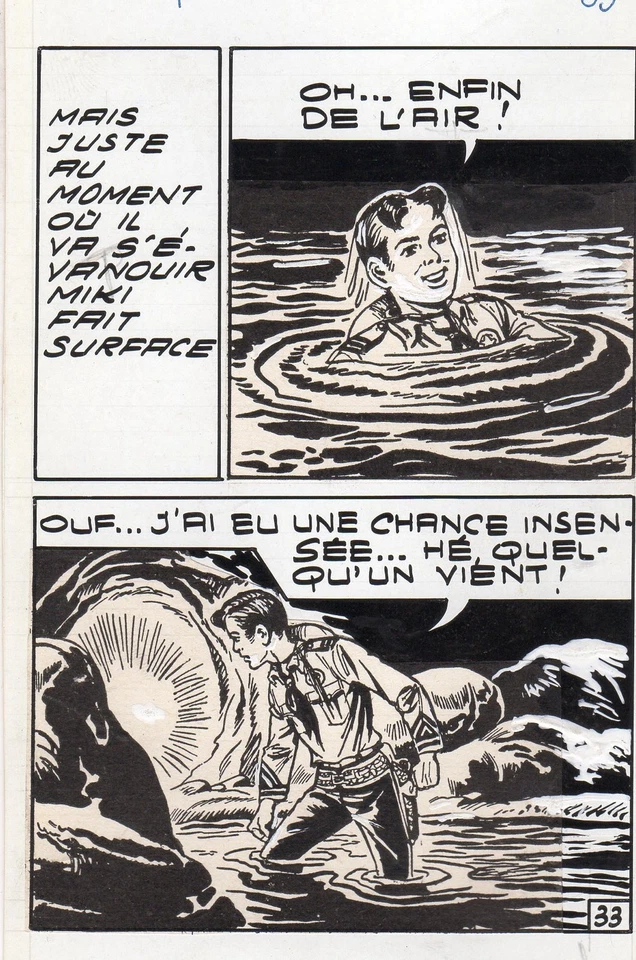 MIKI LE RANGER LES INDIENS  PLANCHE  MONTAGE NEVADA 1961 PIECE UNIQUE PAGE 33 - Photo 1/1