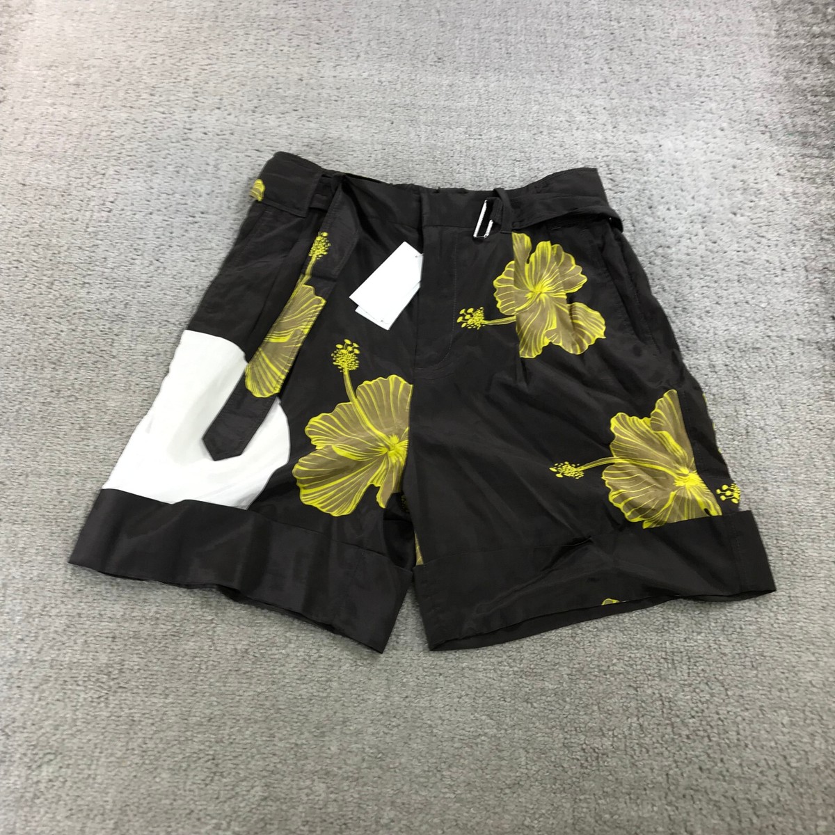 3.1 Phillip Lim Shorts Womens 30 Belted Brown Yellow Silk