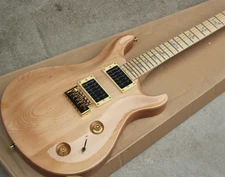 New Natural Color PRS Electric Guitar Gold Part HH Pickups Maple Neck 6 strings