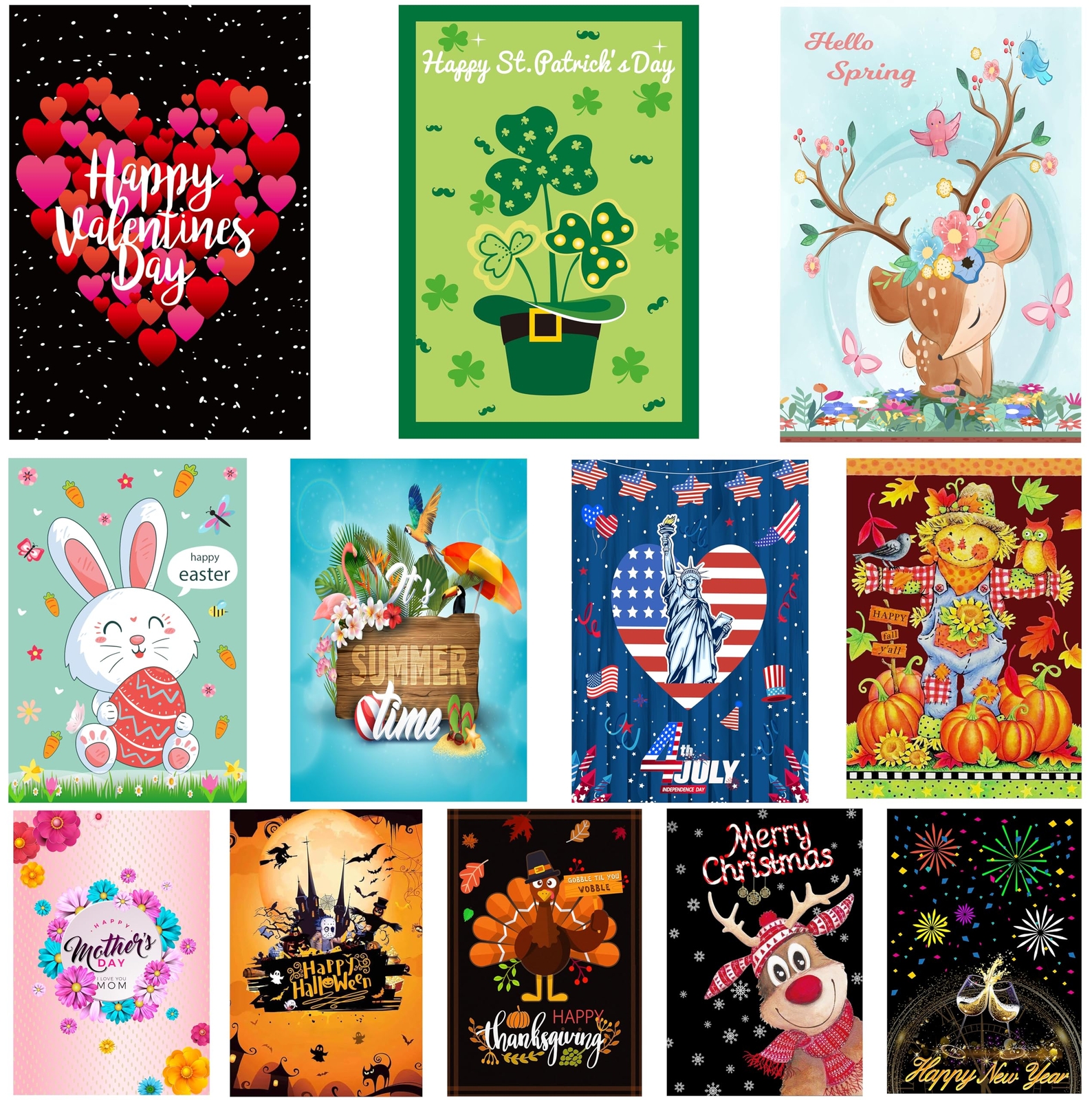 Valentines and St Patricks Day Seasonal Garden Flags for Outdoor Decor