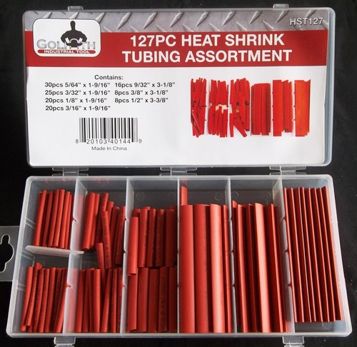 127pc GOLIATH INDUSTRIAL HEAT SHRINK TUBING WIRE WRAP ASSORTMENT HST127 ELECTRIC - Afbeelding 1 van 2