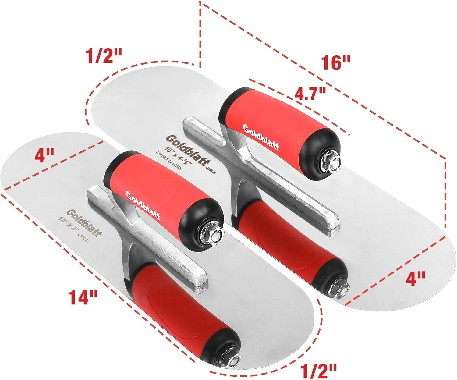 Goldblatt 2PC Plastering Trowel Set Concrete Cement Finishing Trowel Hand Trowel