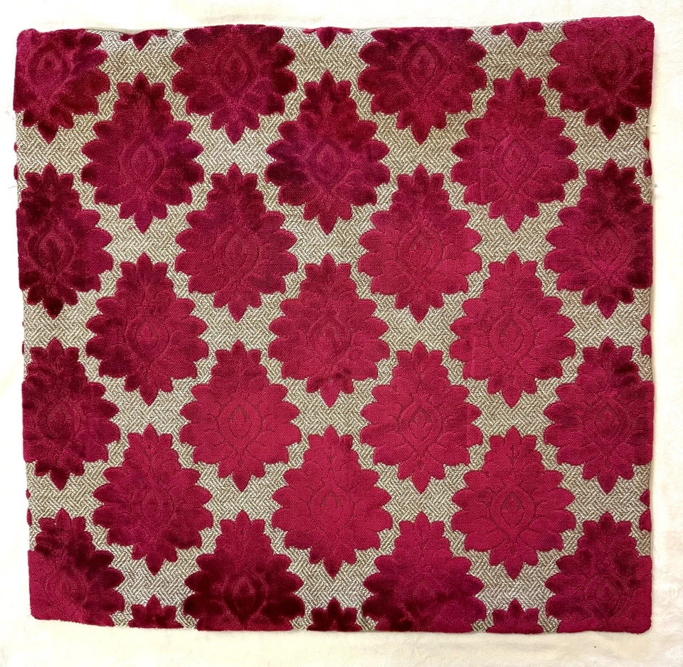 Juego de 3 fundas de almohada de terciopelo damasco corte rosa rojo 24” y 24x15” decoración hecha en el Reino Unido Foto 2 de 4