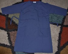 Butcher Unisex Wrap Gown 3 Pocket 3/4 Sleeve 37" Length Navy Sz Small