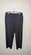 Liz Claiborne Womens Petite 10 Black Audra Straight Fit Straight Trouser Pants