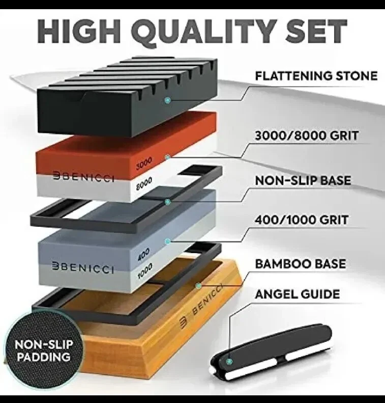 Premium Knife Sharpening Stone Kit Set Includes 2 Superior Sharpener Whetstones